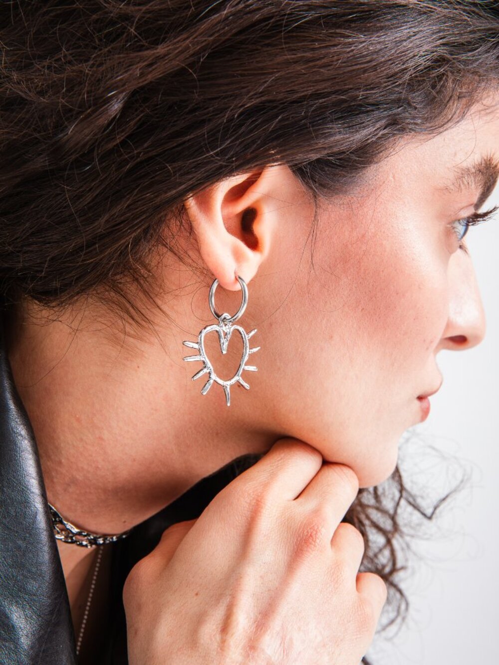 Luma Heart Hoop Earrings, Handmade Sunburst Jewelry, Organic Gold Plated Design